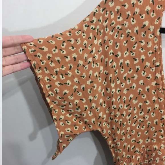 Faithful the Brand Natasha Floral Jumpsuit Size Large 8 Orange Wide Leg Tassle - Picture 10 of 14